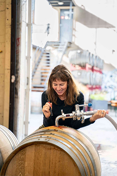 Tracey Rogers Brandt testing wine