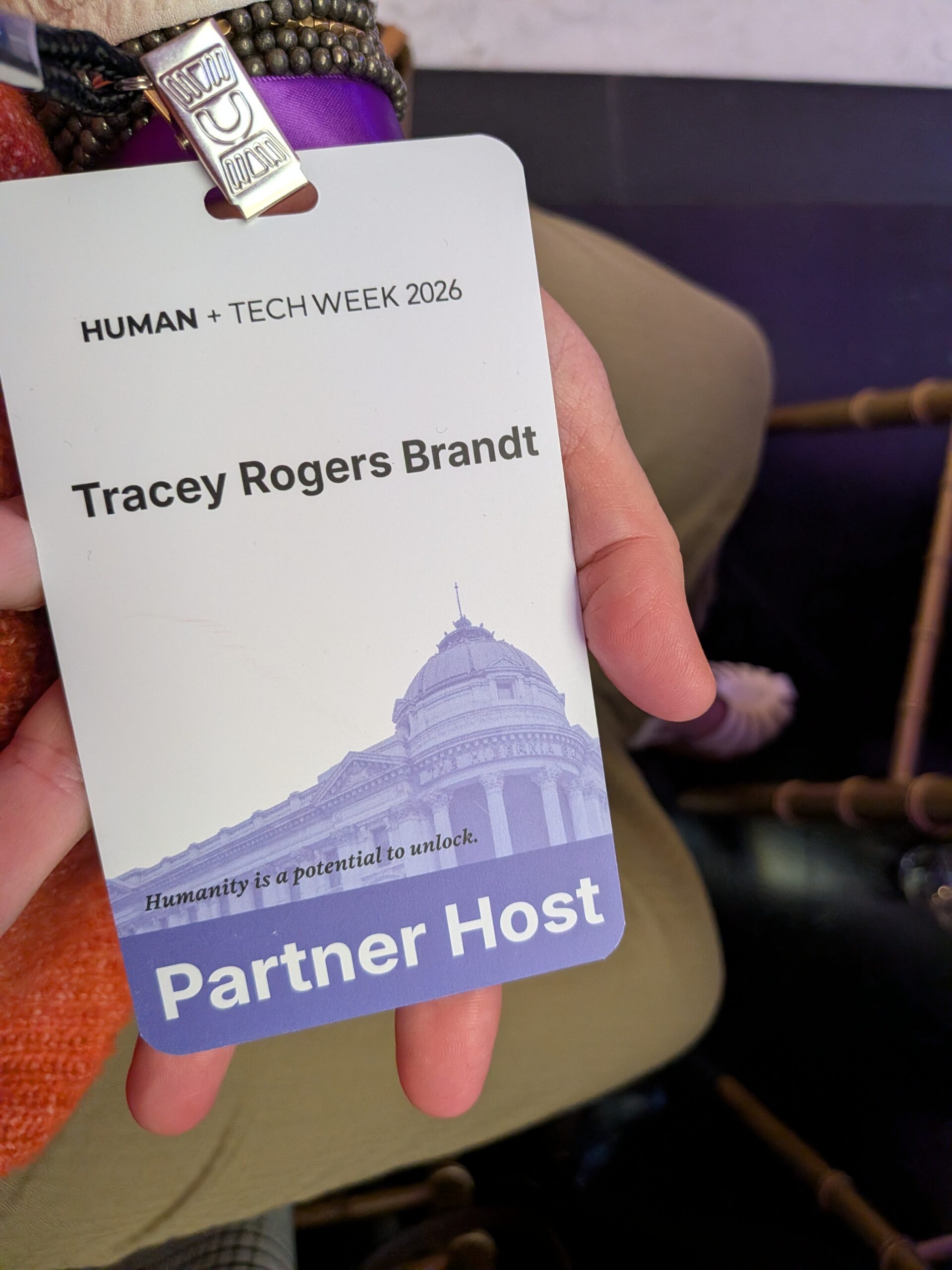 A Human + Tech Week 2026 badge reading Tracey Rogers Brandt, Partner Host.
